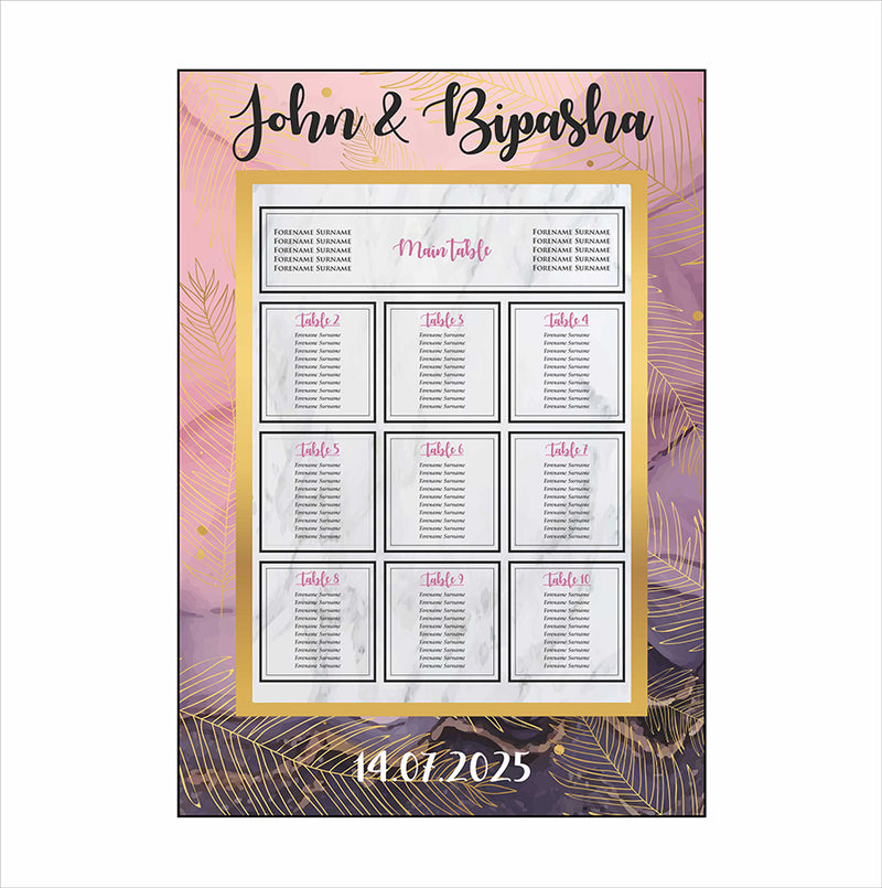 Pink Black Marble – A1 Table Plan