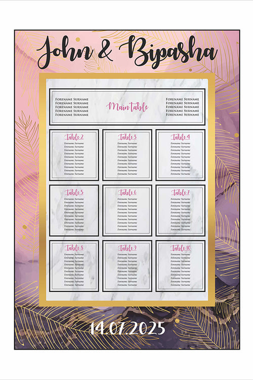 Load image into Gallery viewer, Pink Black Marble – A1 Table Plan
