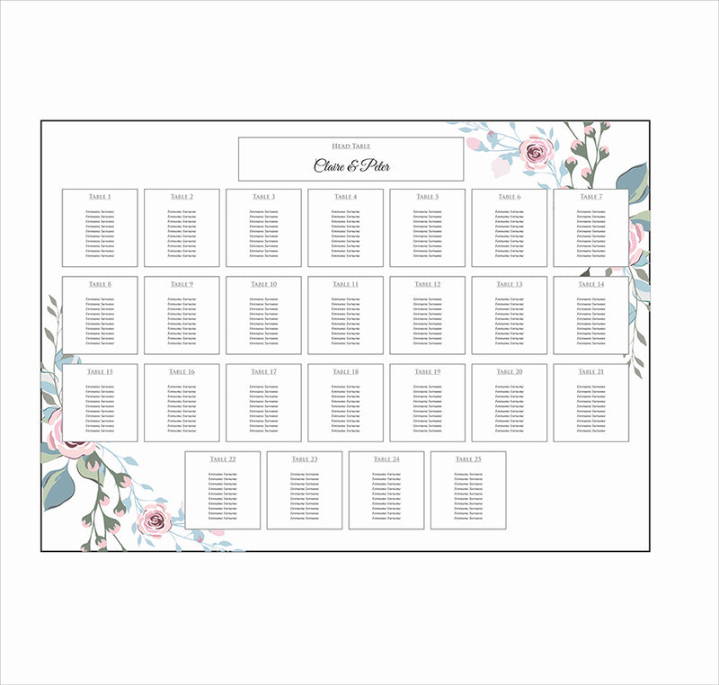 Pastel Floral Wreath – A1 Table Plan