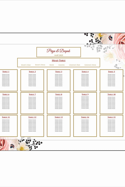 Load image into Gallery viewer, Peach Black Floral – A1 Table Plan
