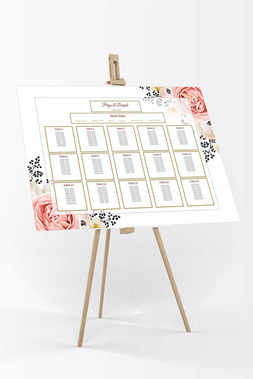 Load image into Gallery viewer, Peach Black Floral – A1 Table Plan

