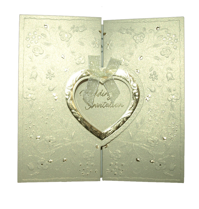 Ivory Gatefold Heart Invitation W001