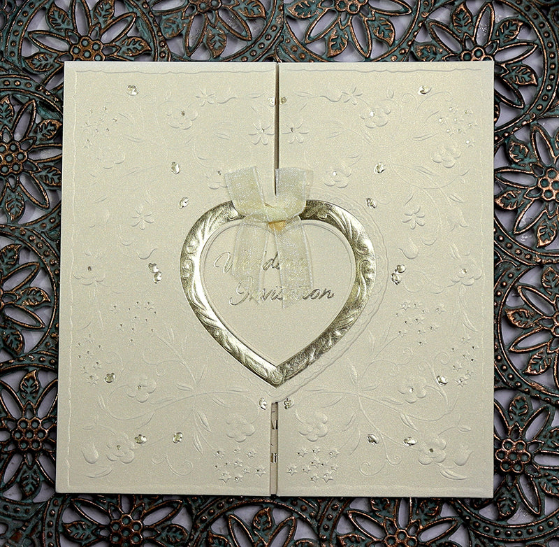 Ivory Gatefold Heart Invitation W001