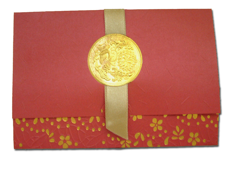 W0091 Royal seal and ribbon red party invitations