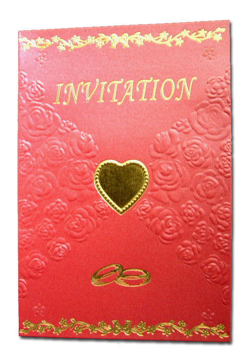 Load image into Gallery viewer, W0191 Heart and roses red and gold party invitations
