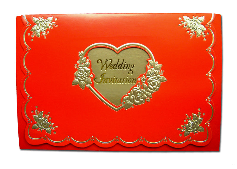 W020K01 Cherry red heart flowers wedding invitations