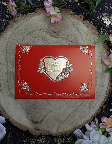W020K01 Cherry red heart flowers wedding invitations