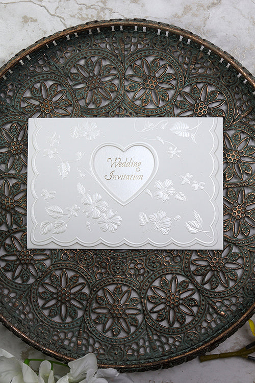 Load image into Gallery viewer, Vintage Off White Embossed Invitation W064A
