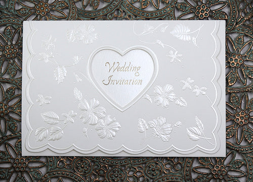Load image into Gallery viewer, Vintage Off White Embossed Invitation W064A
