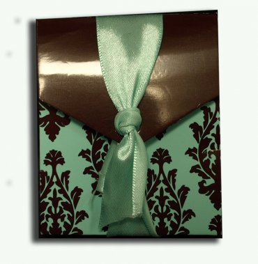 WB051 Green and brown floral ribbon favour boxes