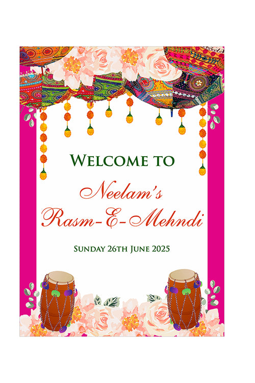Load image into Gallery viewer, Dholki Party Pink – A1 Mounted Welcome Poster

