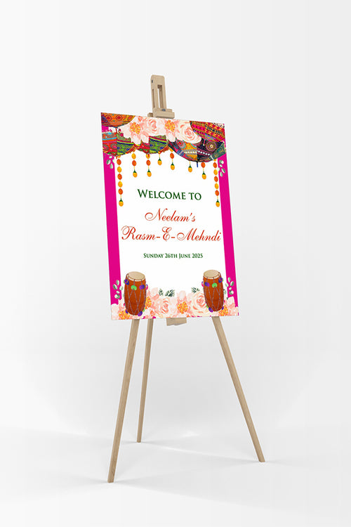 Load image into Gallery viewer, Dholki Party Pink – A1 Mounted Welcome Poster
