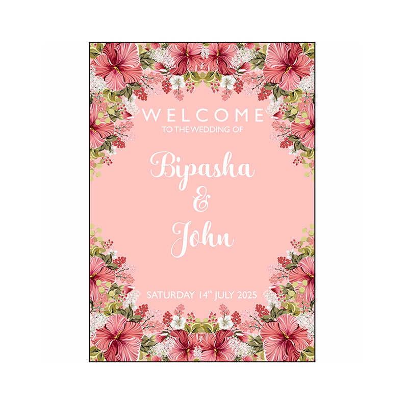 White Pink Floral – A1 Mounted Welcome Poster