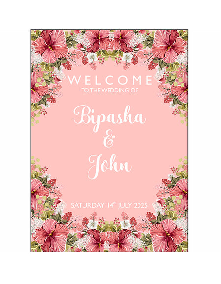 White Pink Floral – A1 Mounted Welcome Poster