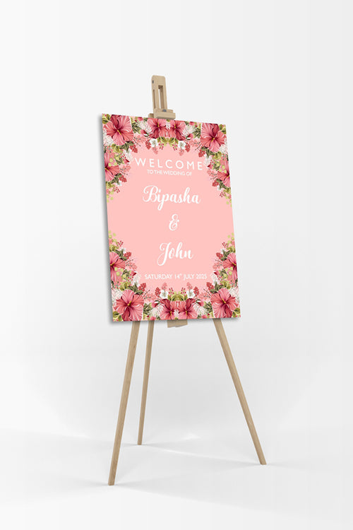 Load image into Gallery viewer, White Pink Floral – A1 Mounted Welcome Poster
