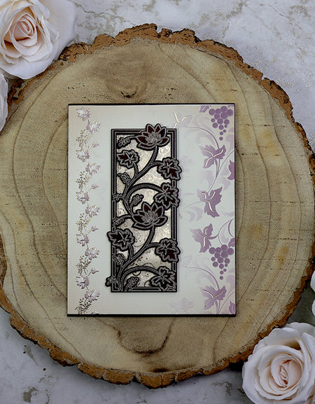 Close-up detail of WN065 Invitation, highlighting the handcrafted stalk patterns carved into the brown wood, adding a touch of artistry and natural beauty