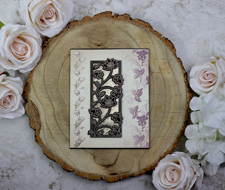 Close-up detail of WN065 Invitation, highlighting the handcrafted stalk patterns carved into the brown wood, adding a touch of artistry and natural beauty