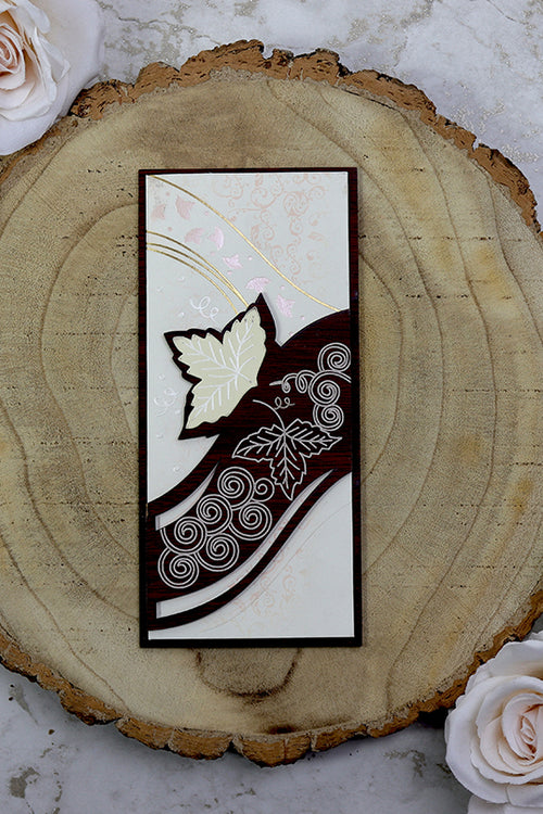 Load image into Gallery viewer, WN075 Ivy leaf carved brown wooden invitations
