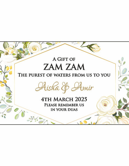 Bottle lable stickers for wedding favours with yellow and green flowers from shadi cards, also known as shaadi cards or shaadi card