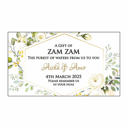 Bottle lable stickers for wedding favours with yellow and green flowers from shadi cards, also known as shaadi cards or shaadi card