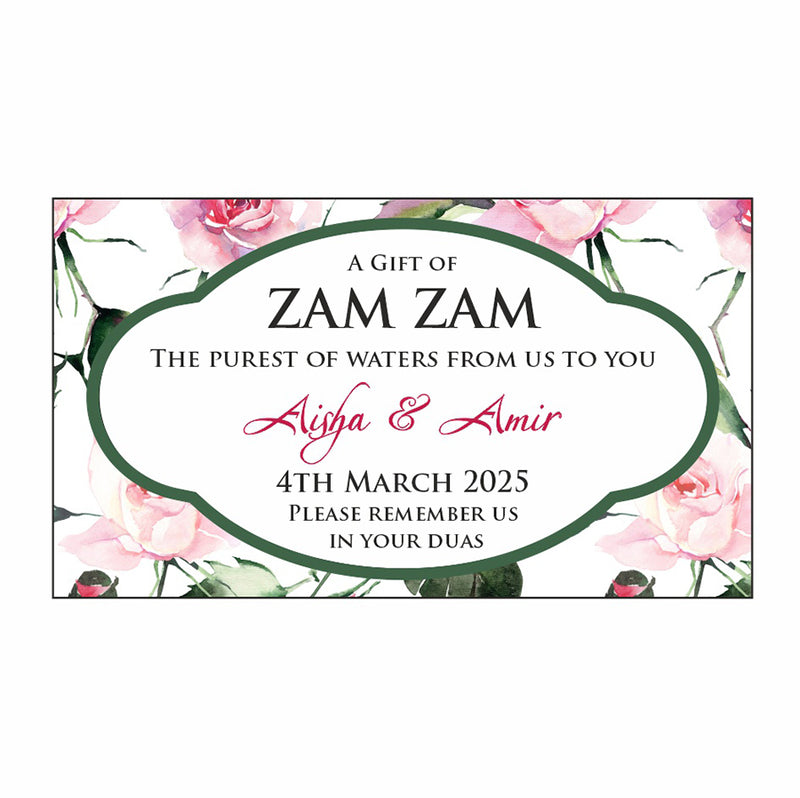 Light Pink Green Personalised Zam Zam Bottle Stickers 115