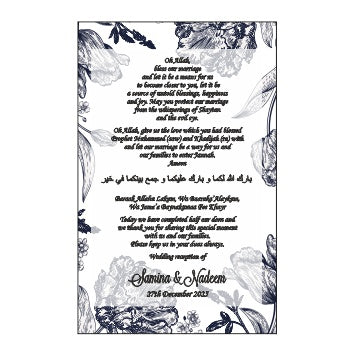 Load image into Gallery viewer, Dark Blue Floral 1146 - Flat Place Card / Dua Cards
