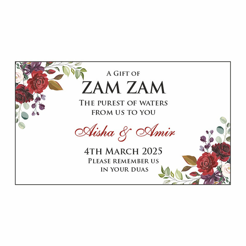 Dark Red Rose Personalised Zam Zam Bottle Stickers 102