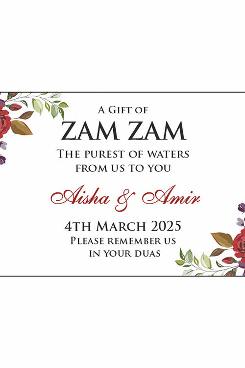 Load image into Gallery viewer, Red and maroon roses floral template wedding stationery bottle label
