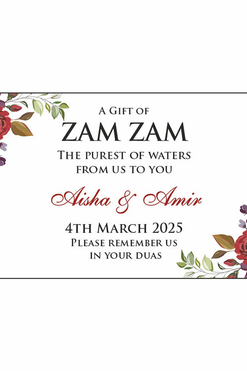 Load image into Gallery viewer, Dark Red Rose Personalised Zam Zam Bottle Stickers 102

