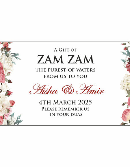 Watercolor artwork for bottle label for wedding statioenry in pink, white and green