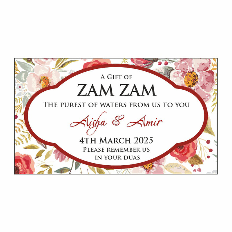 Floral Personalised Zam Zam Bottle Stickers 104