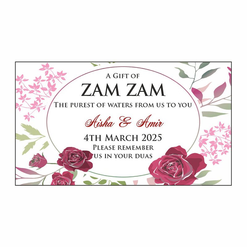 Personalised Pink Floral Zam Zam Bottle Stickers 106