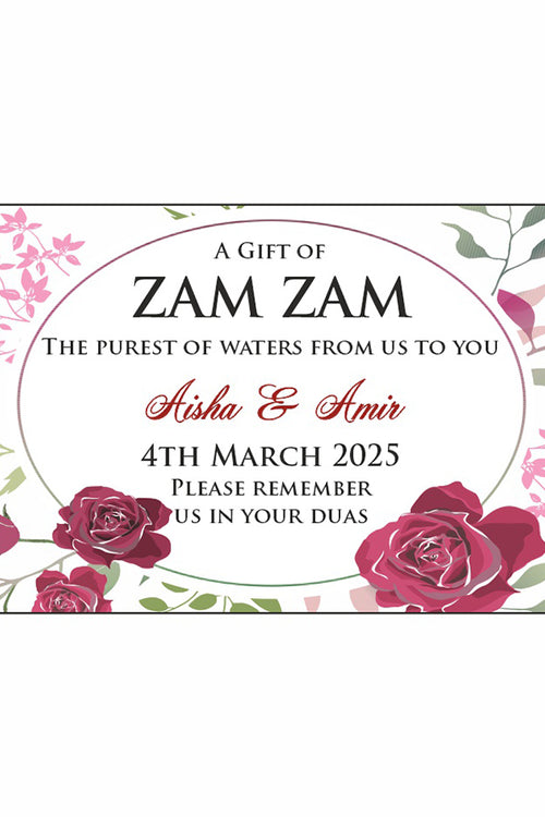 Load image into Gallery viewer, Personalised Pink Floral Zam Zam Bottle Stickers 106
